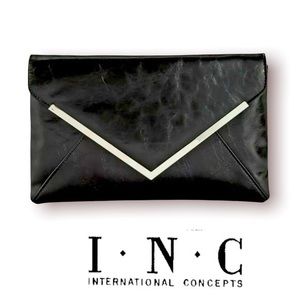 INC International Concepts I.N.C. Original Lily Glazed Clutch, BLACK